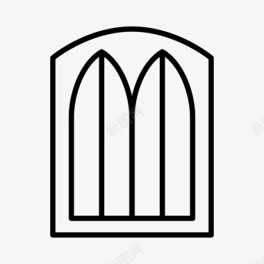 哥特式窗户大教堂窗户饰面图标