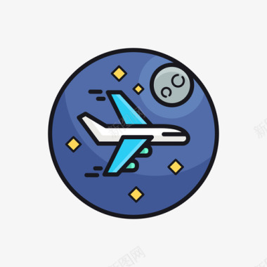 飞机飞行航空公司线颜色图标