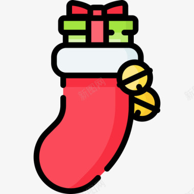 袜子圣诞礼物1线性颜色图标