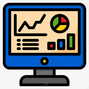 网络分析在线营销36线性颜色图标
