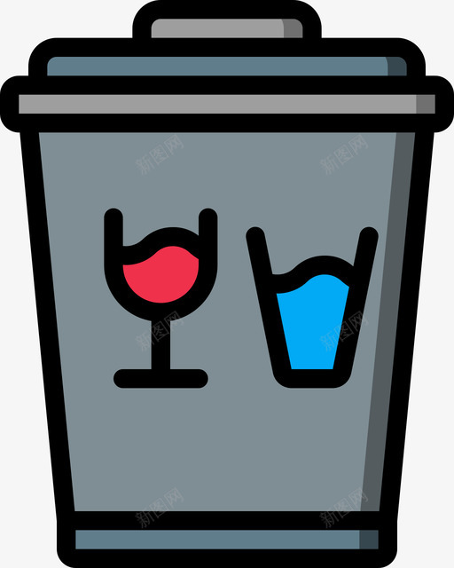 玻璃箱垃圾桶7线性颜色svg_新图网 https://ixintu.com 玻璃 垃圾桶 线性 颜色