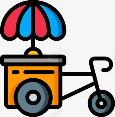 自行车街头食品15线性颜色图标