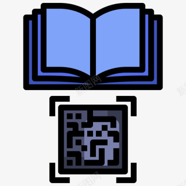 书籍条形码和二维码9线性颜色图标