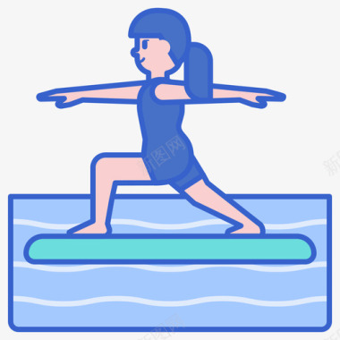划船水上运动2线性颜色图标