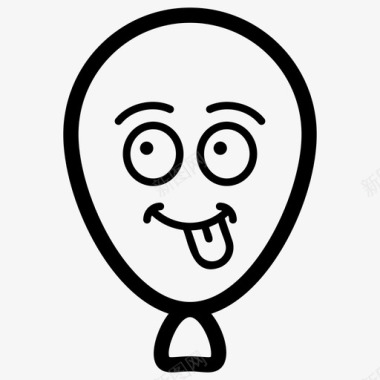 舌头伸出气球气球表情符号气球脸图标
