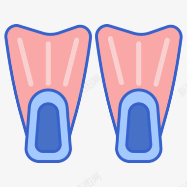 脚蹼水上运动2线性颜色图标