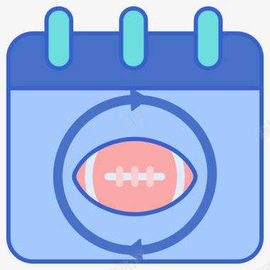 日历美式足球线性颜色图标