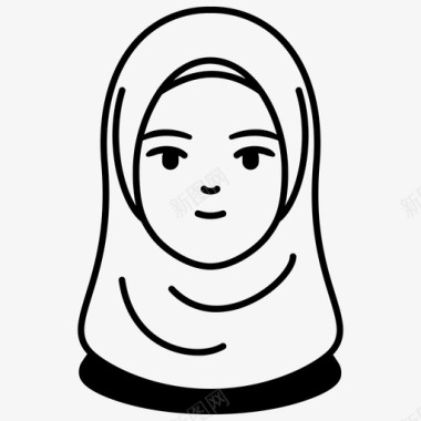 头巾头像阿拉伯女性图标