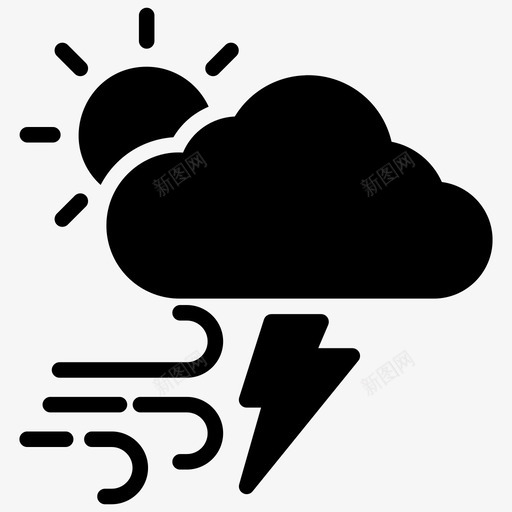 多风天气大气气候svg_新图网 https://ixintu.com 天气 多风 大气 气候 多云 天气预报 字形 图标
