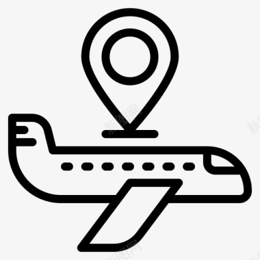 飞机导航和地图5线性图标