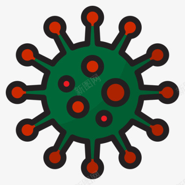 冠状病毒冠状病毒99线状颜色图标
