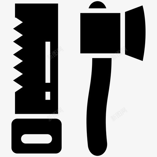 工具斧头锯子svg_新图网 https://ixintu.com 斧头 工具 锯子 伐木 探险 徒步旅行 野营 雕文 图标