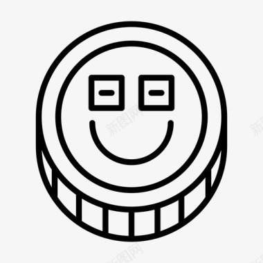 硬币表情符号快乐图标