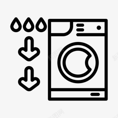 洗衣机绿色环保直线型图标