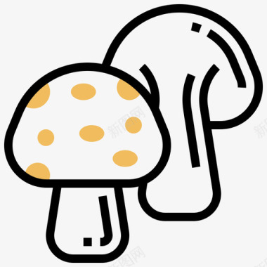 蘑菇素食主义者21黄色阴影图标