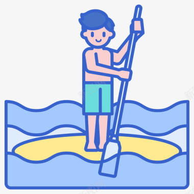 立式桨板水上运动2线性颜色图标