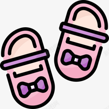 婴儿鞋婴儿淋浴45线性颜色图标