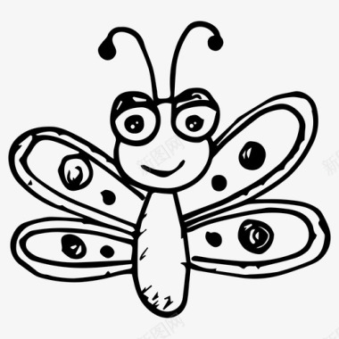 蝴蝶手绘昆虫图标