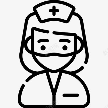 护士职业和化身直系图标