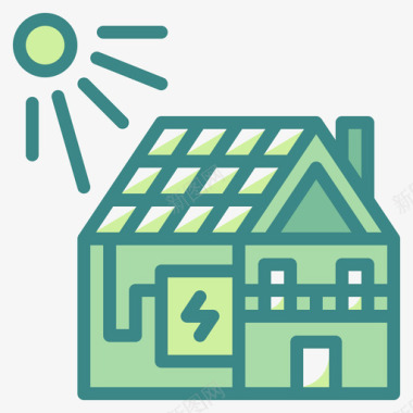 太阳能住宅创新可再生能源双色调图标