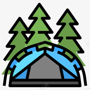 帐篷冒险和极端2线性颜色图标