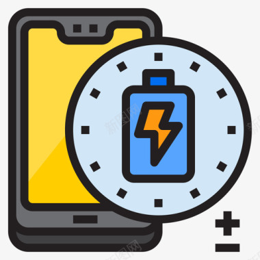 电池智能手机技术线性颜色图标