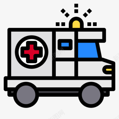 急救车医疗保健27线性颜色图标
