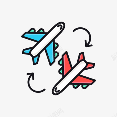 飞机航空公司线颜色图标