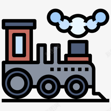 火车主题公园7线性颜色图标