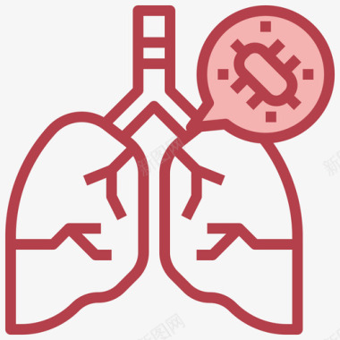 肺病毒传播64红色图标