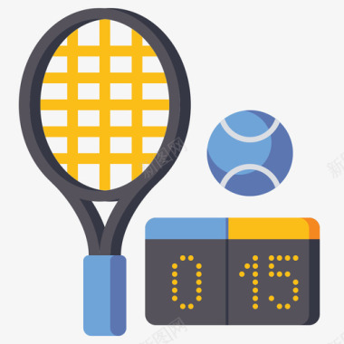 网球拍在线教育30扁平图标