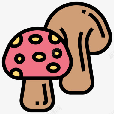 蘑菇纯素22线形颜色图标