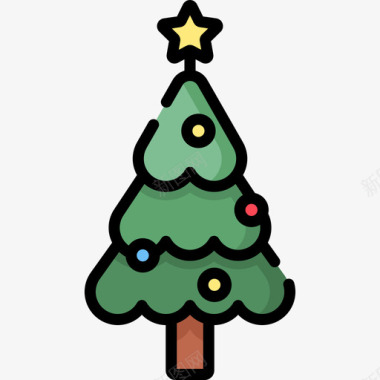 圣诞树圣诞292线形颜色图标