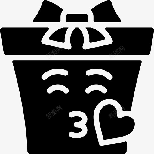 吻圣诞表情填充svg_新图网 https://ixintu.com 圣诞 表情 填充