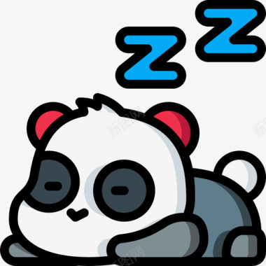 熊猫睡眠时间3线性颜色图标