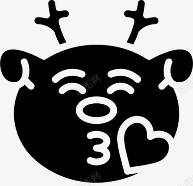 吻圣诞表情填充图标