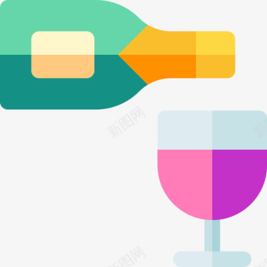 葡萄酒聚会和庆祝37平淡图标