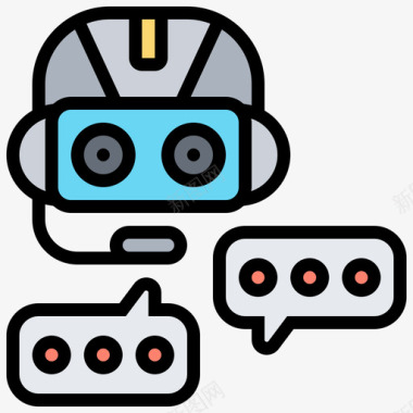 机器人技术社交媒体策略3线性颜色图标