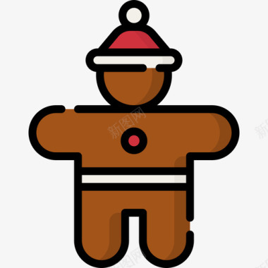 姜饼圣诞食品4线性颜色图标