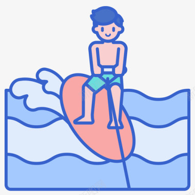 冲浪者水上运动2线性颜色图标