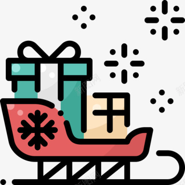 雪橇圣诞老人1线性颜色图标