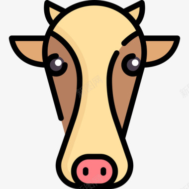 牛动物85线性颜色图标