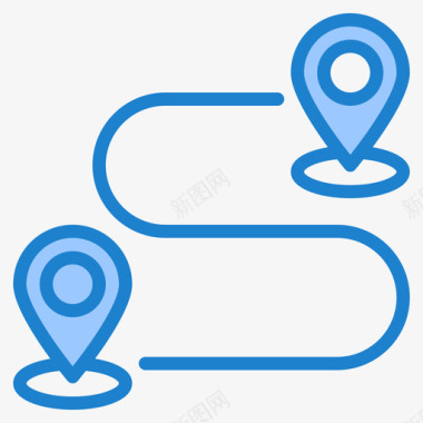旅程导航和地图蓝色图标