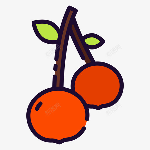 樱桃水果和蔬菜6线形颜色svg_新图网 https://ixintu.com 樱桃 水果 蔬菜 线形 颜色
