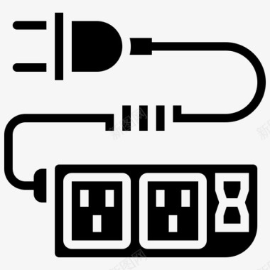 插头复古技术4字形图标