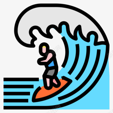 冲浪冒险和极限2线性颜色图标