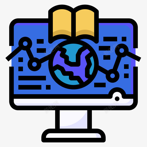 网络教育知识填充线条色彩svg_新图网 https://ixintu.com 网络教育 知识 填充 线条 色彩