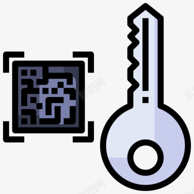 钥匙条形码和二维码9线性颜色图标