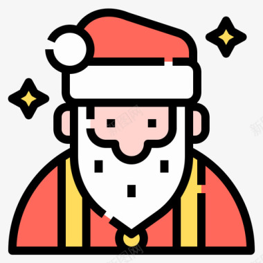 圣诞老人冬季和圣诞节2线性颜色图标