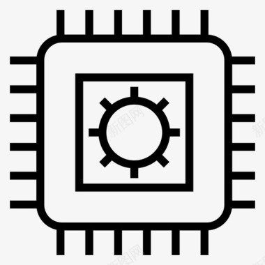 微处理器中央处理器计算机芯片图标